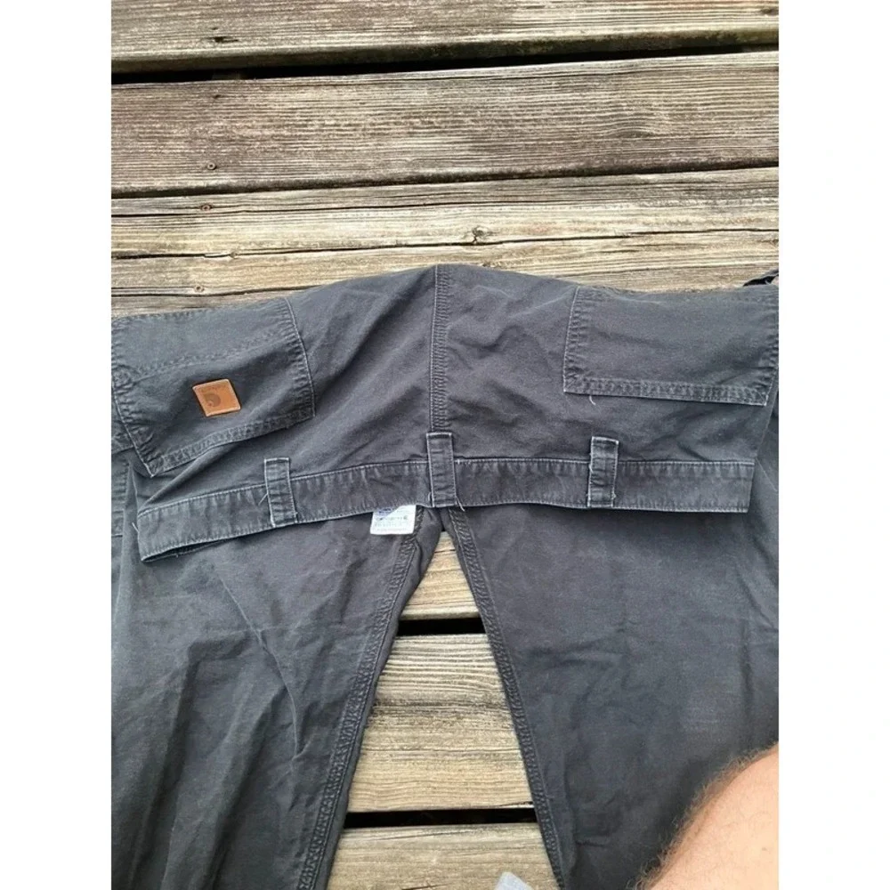 Carhartt Pants Mens 46x34 Black Dungaree Fit B11 Utility Work Carpenter Cotton